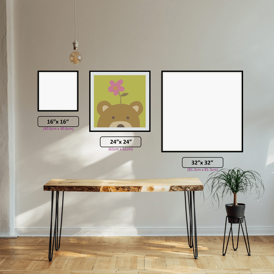 Bear - Beginner diamond painting displayed in a room setting