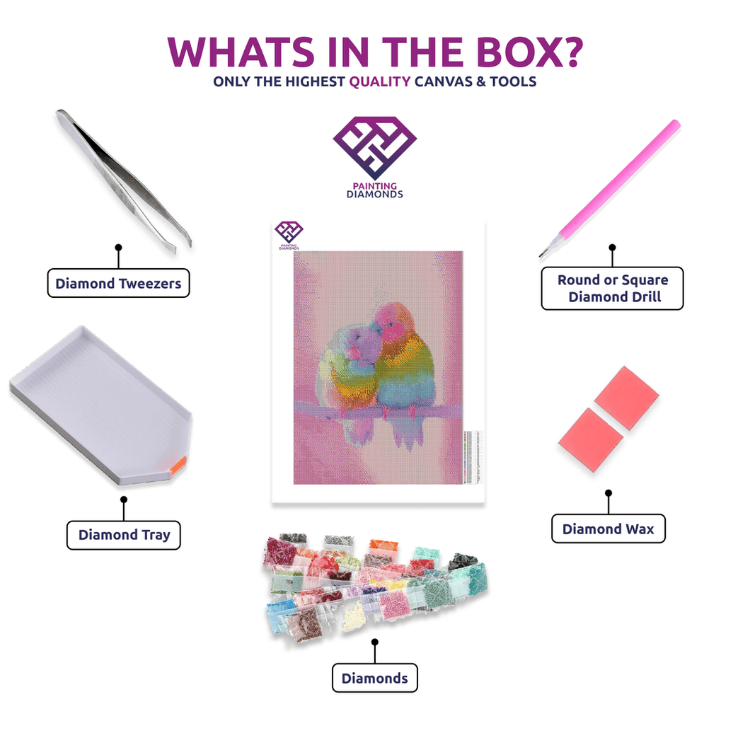 Rainbow Love Birds - 5D Diamond Painting Kit