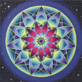 Blue Kaleidoscope artwork shown as a completed diamond painting preview