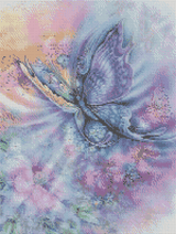 Colourful Butterfly #1 artwork shown as a completed diamond painting preview