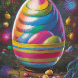 Colourful Easter Egg artwork shown as a completed diamond painting preview