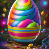 large, brightly coloured egg-shaped object