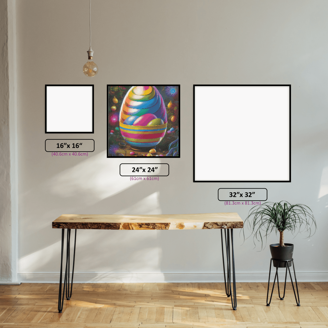 Colourful Easter Egg diamond painting displayed in a room setting