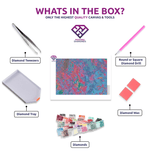 Coober Pedy Opal Radiance diamond painting canvas with tweezers, applicator pen, tray, wax and coloured drills