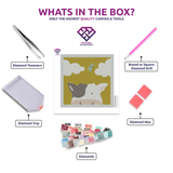 Cow - Beginner diamond painting kit contents shown together