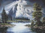 Forest Lake artwork shown as a completed diamond painting preview