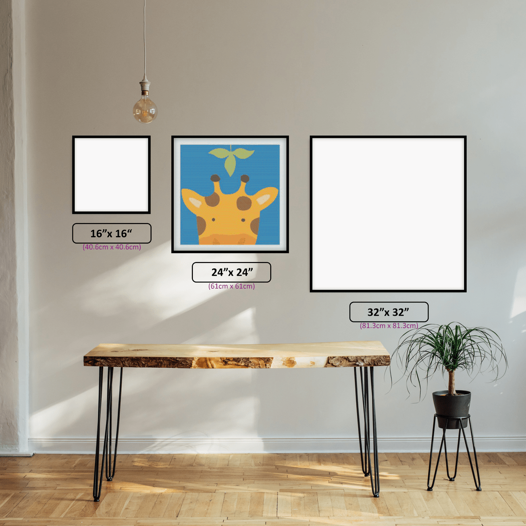 Giraffe - Beginner set diamond painting displayed in a room setting