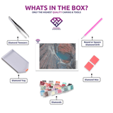 Hamersley Gorge Wonders diamond painting canvas with tweezers, applicator pen, tray, wax and coloured drills