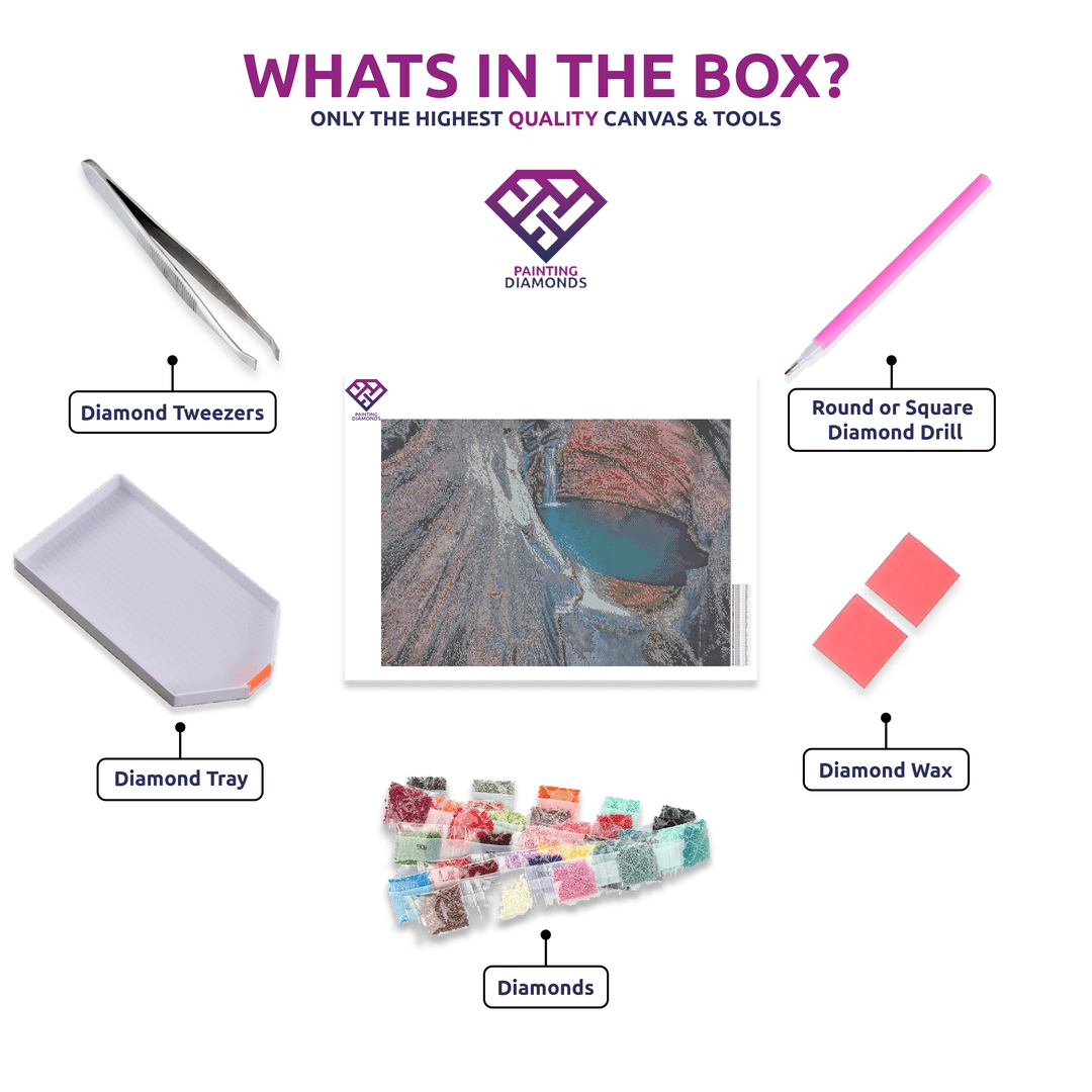 Hamersley Gorge Wonders diamond painting canvas with tweezers, applicator pen, tray, wax and coloured drills