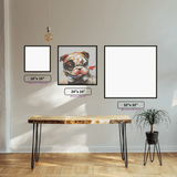 Happy Bulldog diamond painting displayed in a room setting