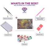 Jesus Shepherd diamond painting kit contents shown together