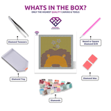 Lion - Beginner set diamond painting kit contents shown together