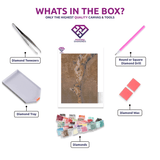 Love of the Giraffe diamond painting kit contents shown together