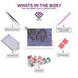 Opalescent Tiger diamond painting kit contents shown together