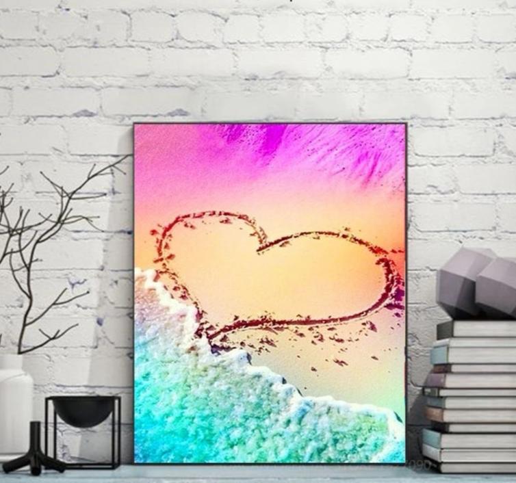 Colourful Love Beach - 5D Diamond Painting Kit