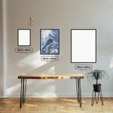 Snow-Kissed Blue Jay diamond painting displayed in a room setting