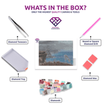 The Bight diamond painting canvas with tweezers, applicator pen, tray, wax and coloured drills