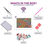 Twisted Colour diamond painting kit contents shown together