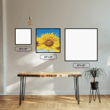 Vibrant Sunflower diamond painting displayed in a room setting