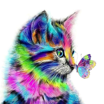 Kitten's Butterfly Encounter - 5D Diamond Painting Kit